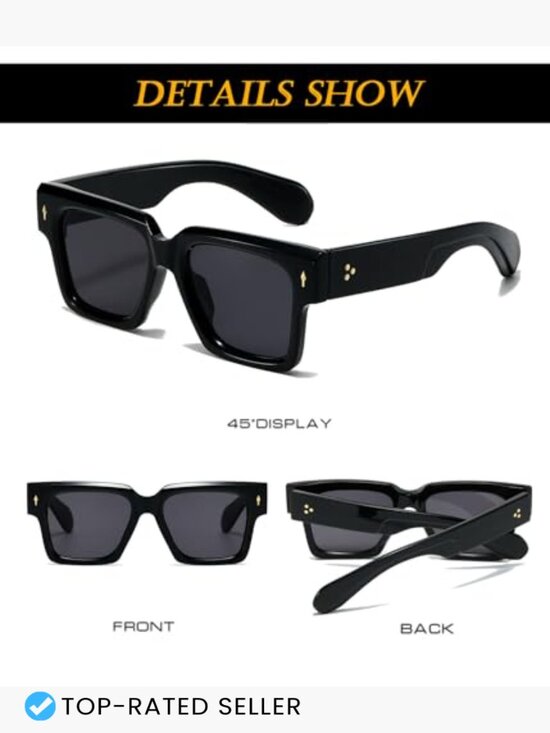 Trendy Thick Square Frame Sunglasses UV400 Protection Unisex Adult Shades main image 4